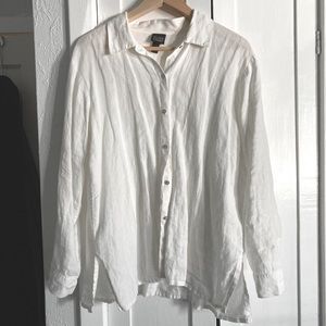 Eileen fisher organic linen button down shirt, white